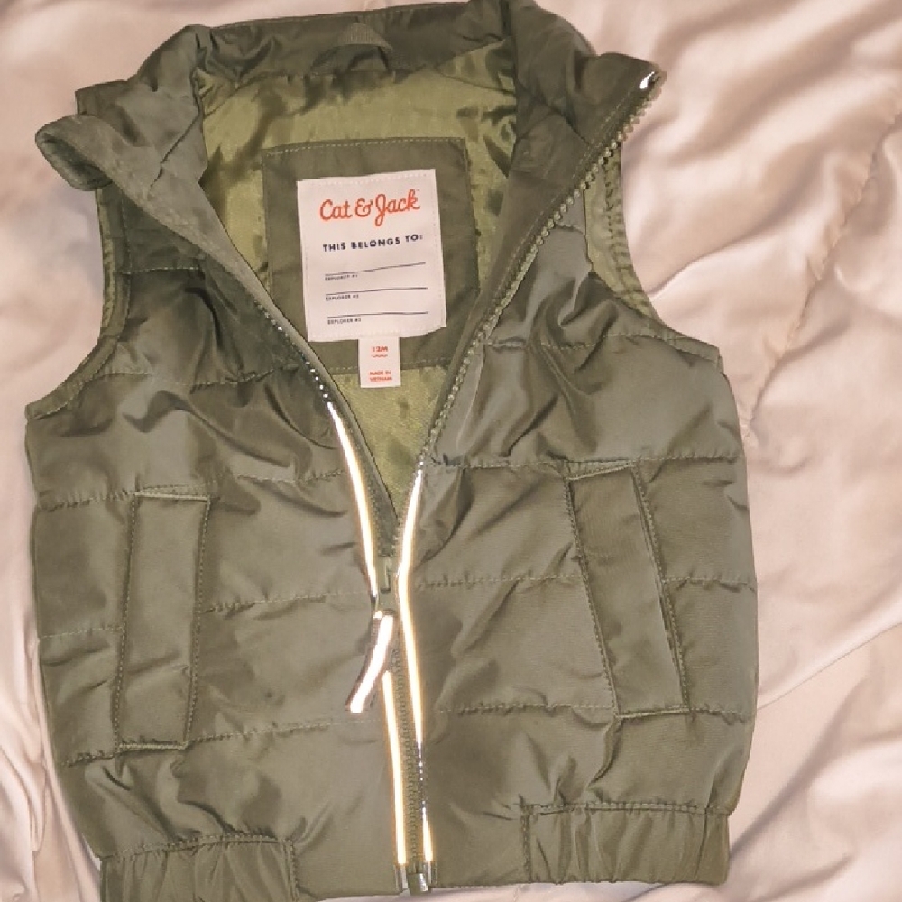 Cat & Jack Olive Green Quilted Puffer Vest